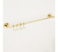 YXLLGS Gold Brass Kitchen Rail with Movable Hooks, Wall Mounted Utensil Rack, Organizer for Spatula Pot Lid Bathroom Towel Bar(50cm/19in)