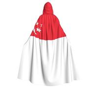 YXLymxDAMAI Abstract pattern symbol Halloween Cloak - Unisex Full Length Hooded Robe Cloak Cosplay Costume Black, Singapore Flag, One size
