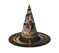 YXLymxDAMAI Ancient compass Halloween Witch Hat - Black Witch Hat Suitable for Halloween Costume Parties and Role-Playing