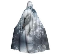 YXLymxDAMAI Beautiful swan feathers Hooded Cloak for Men and Women - Perfect for Halloween, Costume Parties, Cosplay, Black, White