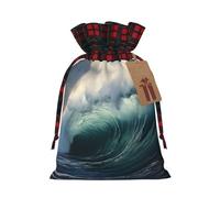 YXLymxDAMAI Big waves in the sea Christmas Gift Bags Bulk - Drawstring Bag For Gift Packaging Suitable For Christmas