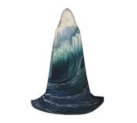 YXLymxDAMAI Big waves in the sea Halloween Cape Hooded Cloak - Cosplay Cloak Robe Costume Hooded Uniform Black