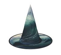 YXLymxDAMAI Big waves in the sea Halloween Witch Hat - Black Witch Hat Suitable for Halloween Costume Parties and Role-Playing