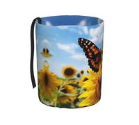 YXLymxDAMAI Butterflies on Flowers Car Trash Can - Multi Purpose Waterproof Garbage Bin for Automobiles, Foldable Black