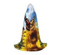 YXLymxDAMAI Butterflies on Flowers Halloween Cape Hooded Cloak - Cosplay Cloak Robe Costume Hooded Uniform Black