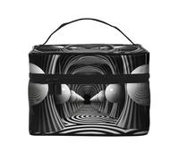 YXLymxDAMAI Geometric vector Travel Makeup Bag - Fashionable Cosmetic Pouch with Large Capacity for Travel, Gym and Camping, Black And White Tunnel, One Size