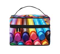 YXLymxDAMAI Geometric vector Travel Makeup Bag - Fashionable Cosmetic Pouch with Large Capacity for Travel, Gym and Camping, Colorful Crayons, One Size