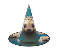 YXLymxDAMAI Hedgehogs in the Water Halloween Witch Hat - Black Witch Hat Suitable for Halloween Costume Parties and Role-Playing