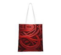 YXLymxDAMAI lily of the valley and Pearl Tote Bag for Women - Reusable Grocery Shopping Cloth Bag Perfect for Shopping and Everyday, Red Curved Line, One Size
