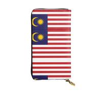 YXLymxDAMAI Natural white color Premium Leather Wallet - Stylish Long Wallet with Zipper Closure, Ideal Wallets for Daily Use, Malaysia Flag, One Size