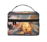 YXLymxDAMAI peaches Travel Makeup Bag - Fashionable Cosmetic Pouch with Large Capacity for Travel, Gym and Camping, Golden Fish, One Size
