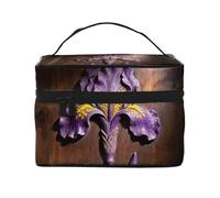 YXLymxDAMAI Purple Starry Sky Travel Makeup Bag - Fashionable Cosmetic Pouch with Large Capacity for Travel, Gym and Camping, Wood Carving Purple Flowers, One Size