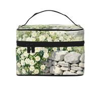 YXLymxDAMAI Purple Starry Sky Travel Makeup Bag - Fashionable Cosmetic Pouch with Large Capacity for Travel, Gym and Camping, White Flowers On The Wall, One Size