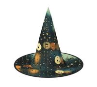 YXLymxDAMAI Raindrops outside the window Halloween Witch Hat - Black Witch Hat Suitable for Halloween Costume Parties and Role-Playing