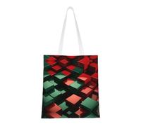 YXLymxDAMAI Red and green square Tote Bag for Women - Reusable Grocery Shopping Cloth Bag Perfect for Shopping and Everyday, Red and Green Square, One Size