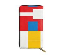 YXLymxDAMAI Stonewall Rose Flower Premium Leather Wallet - Stylish Long Wallet with Zipper Closure, Ideal Wallets for Daily Use, Red Yellow And Blue Color Scheme, One Size