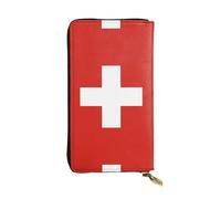 YXLymxDAMAI Swiss Flag Premium Leather Wallet - Stylish Long Wallet with Zipper Closure, Ideal Wallets for Daily Use, Swiss Flag, One Size