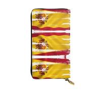 YXLymxDAMAI Swiss Flag Premium Leather Wallet - Stylish Long Wallet with Zipper Closure, Ideal Wallets for Daily Use, Spain Flag, One Size
