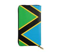 YXLymxDAMAI Swiss Flag Premium Leather Wallet - Stylish Long Wallet with Zipper Closure, Ideal Wallets for Daily Use, Tanzania Flag, One Size