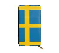 YXLymxDAMAI Swiss Flag Premium Leather Wallet - Stylish Long Wallet with Zipper Closure, Ideal Wallets for Daily Use, Swedish Flag, One Size