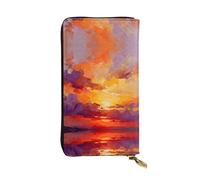 YXLymxDAMAI Vintage Red Rose Premium Leather Wallet - Stylish Long Wallet with Zipper Closure, Ideal Wallets for Daily Use, Sunset Sets, One Size