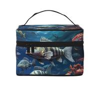 YXLymxDAMAI White Flat noodles Travel Makeup Bag - Fashionable Cosmetic Pouch with Large Capacity for Travel, Gym and Camping, Shoal Of Fish, One size