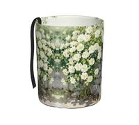 YXLymxDAMAI White Flowers on The Wall Car Trash Can - Multi Purpose Waterproof Garbage Bin for Automobiles, Foldable Black