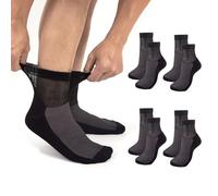 Yxmeiguo Merino Wool Diabetic Socks for Men Women,Thermal Thick Loose Fitting Crew Wide Socks, Black - 4 Pairs, XXL