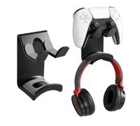 Yxmohala Controller Holder Wall Mount, Game Controllers Stand for PS4/PS5/Xbox/Switch, Self-Adhesive Wall Mount for Controllers and Headphones, Pack of 2, Black