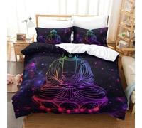 YXMPCZYY 3D Printing Buddha Duvet Cover Sets Soft Microfibre Faith Duvet Cover Super King（260x220cm） Bedding Set 3 Pcs with Pillow Cases,Suitable for Boys Girls And Adults