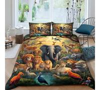YXMPCZYY 3D Printing Elephant Duvet Cover Sets Suitable for Children,Teenagers And Adults Soft Microfibre Animal World Duvet Cover King Size（220x240cm） Bedding Set 3 Pcs with Pillow Cases