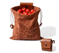 YXNIDNAJWINGO Collapsible Foraging Bag - Waxed Canvas Mushroom & Berry Harvest Pouch with Drawstring for Camping, Hiking, Survival Equipment & Gardening Tools (Brown, 1 Pc)