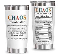 YXOTJHS Chaos Coordinator Tumbler, Chaos Coordinator Gifts for Women Boss Lady Coworker Manager Teacher Assistant Mom-Thank You Gifts, Birthday Gifts for Women-20 Oz Stainless Steel Tumbler