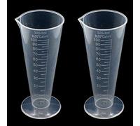 YXQ 100mL Plastic Graduated Measuring Cup Capacity Beaker Cone Shape Round Base Labs Kitchen Clear, 2Pcs