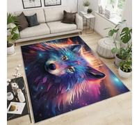 YXQAIED 80x150 Kitchen Rugs, Wolf Rugs for Boys Girls Room Decor, Mushroom House Kids Rugs, Colored Wolf Head Washable Rug Ideal for High Traffic Areas in Living Room, Bedroom
