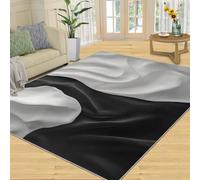 YXQAIED Abstract Hallway Rug - 70 x 140 cm Black and Gray Runner Rugs for Kitchen, Visual Illusion Corridor Short Pile Rug Anti Slip for Nursery Kids Bedroom Bedside