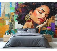 YXQAIED African American Wallpaper, African Woman Wallpaper for Living Room, Graffiti Wallpapers for Bedroom, Fashionable Women 3D Mural Photo & Room Decor (Not Peel and Stick)