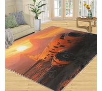 YXQAIED Airplane Rug Sunset Area Rug & Home Decor, Washable Plane Disaster Rugs for Living Room, Non Slip & Low Pile, Bedroom Rugs & Indoor Carpet