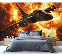 YXQAIED Airplane Wallpaper, Aircraft Carrier Wallpapers for Living Room, War Bedroom Wallpaper, Not Self-Adhesive 3D Large Mural & Home Decor, 350x256cm
