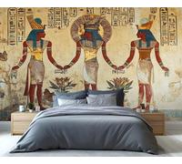 YXQAIED Ancient Egypt Wallpaper, Egyptian Pharaoh Bedroom Wallpaper Mural, Tribal Poster Photo Wallpapers for Dining Room Kitchen Home Decor (Not Peel and Stick)