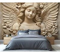 YXQAIED Angel Wallpaper, Embossed Wings Wallpaper for Bedroom, Angel Girl Living Room Wallpapers, Wall Murals for Apartment & Room Decor (Not Peel and Stick)