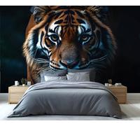 YXQAIED Animal Wallpaper, Tigers Wallpaper for Living Room, Forest King Custom Wallpapers, Black Silhouette 3D Wall Murals for Bedroom, 390x260cm (Not Peel and Stick)