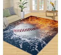 YXQAIED Baseball Area Rug 180x200 cm, Sports Printed Carpet, Modern Anti-Slip Rugs, Baseball Carpet, Washable Play Soft Mats, for Nursery Room Playroom Bedroom Decor
