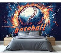 YXQAIED Baseball Wallpaper 100x70cm, Flaming Ball Bedroom Wallpaper, Sports Theme Photo Wallpapers, American Baseball Wall Murals for Living Room Poster Decor (Not Peel and Stick)