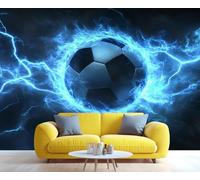 YXQAIED Basketball Wallpaper, Sports Bedroom Wall Paper, Not Self Adhesive Blue Wallpaper for Living Room, Soccer Ball 3D Large Mural & Home Decor Poster, 366x254cm