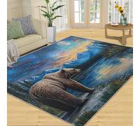 YXQAIED Bear Door Mat Indoor, Washable Forest Rug 50x80 cm, Non Slip Low Pile Western Landscape Area Rugs for Entrance, Kitchen, Bedroom, Home Decor