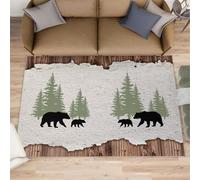 YXQAIED Bear Silhouette Hallway Rug - 70 x 140 cm Rustic Pine Tree Cabin Runner Rugs for Kitchen, Wooden Farmhouse Hallway Runner Rugs Washable & Non Slip Small Carpet for Home Decor