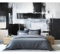 YXQAIED Black and White Wallpaper, Graffiti Bedroom Wallpaper, Geometry Wall Paper for Living Room, Not Self Adhesive Ink Art Photo 3D Wall Murals & Room Decor, 350x256cm