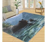 YXQAIED Black Bears Hallway Rug - 70 x 140 cm Western Animals Runner Rugs for Kitchen, Rustic Cabin Corridor Short Pile Rug Anti Slip for Nursery Kids Bedroom Bedside