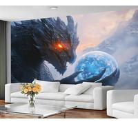 YXQAIED Black Dragon Wallpaper Mural, Fantasy Animals Wall Mural, Asian Dragon Photo Wallpaper for Bedroom Living Room Decor (Not Peel and Stick)